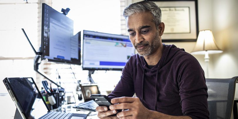 Man working in home office