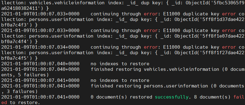 Mongostore behavior - duplicate key errors